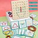Montessori Baby Creative Toy Graphics Rubber Tie Nail Boards with Cards Childhood Education Preschool Kids Toys Educational