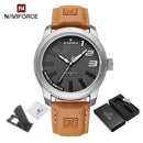 NAVIFORCE Male Wrist Watches Military Sports Anti-shock Waterproof Leather Strap Men Watch Fashion Green Clock Relogio Masculino