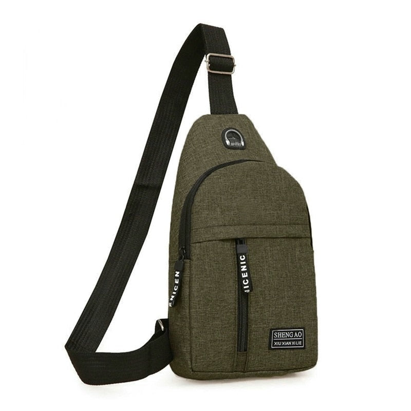Men Anti Theft Chest Bag Shoulder Bags USB Charging Crossbody Package School Short Trip Messengers Bags Men&