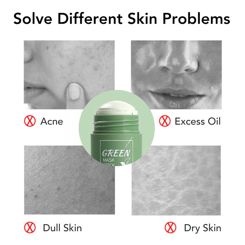 Green Tea Mask Stick Blackhead Remover Clay Face Mask Oil Control Acne Remover Pore Cleansing Purifying Detoxifying Skin Care