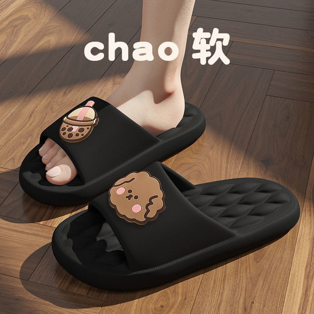 Graffiti Women Slippers Summer Slide Cartoon Shoes EVA Outdoor Women Slides Soft Thick Soled Non-slip Pool Indoor Home Slippers