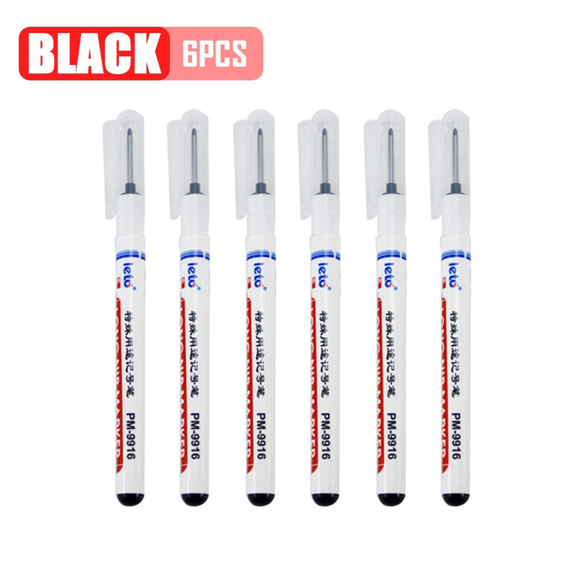 20mm Long Head Marker Pens 2/3/6/8Pcs/Set Multi-purpose Bathroom Woodworking Decoration Deep Hole Marker Pen Ink 9916 Tools Set