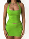 Jacqueline 2022 Drawstring Dress Summer Sets Womens Outfits Sexy One Shoulder Crop Top and Mini Skirts Sets Co-Ord Club Party