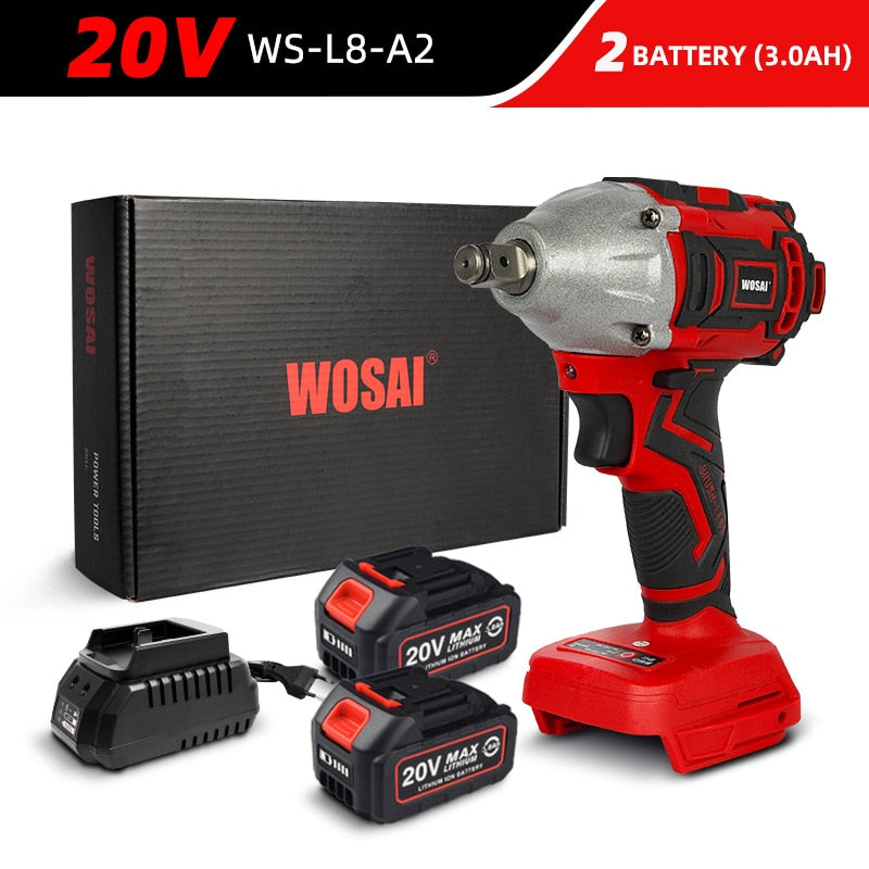 WOSAI 20V Cordless Brushless Electric Wrench Impact Wrench Socket Wrench 320N.m Li-ion Battery Hand Drill Installation