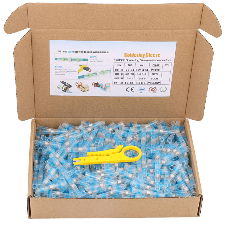 Solder Seal Heat Shrink Waterproof Butt Wire Connectors Terminals Electrical Copper with A Soldering Sleeve Bullet Connector