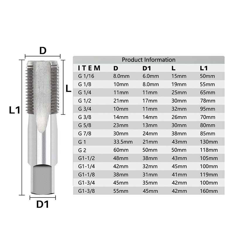 XCAN HSS Pipe Tap 1/8 1/4 3/8 1/2 3/4 1&#39;&#39; Metal Screw Thread Tap Threading Tools Hand Tools