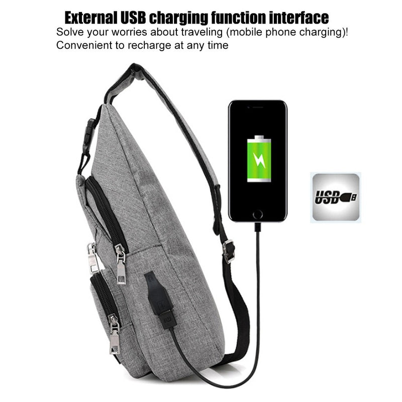 Men Anti Theft Chest Bag Shoulder Bags USB Charging Crossbody Package School Short Trip Messengers Bags Men&
