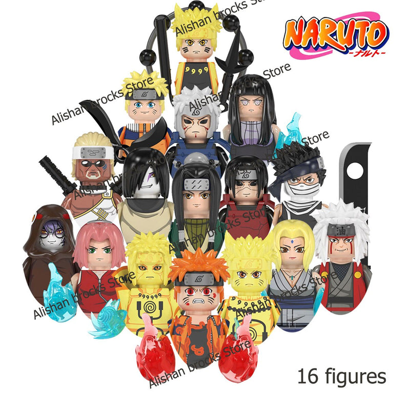 Naruto Sasuke Kakashi Akatsuki bricks Building Blocks Anime cartoon Mini Action Figures Heads Assembly Toys kids Christma Gifts