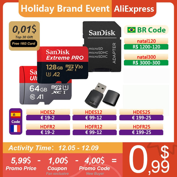 SANDISK Ultra 256GB Micro SD 128GB Memory Card 64GB 32GB Micro SD Card SD/TF Flash 512GB 1TB 400GB Microsd for Phone Extreme Pro