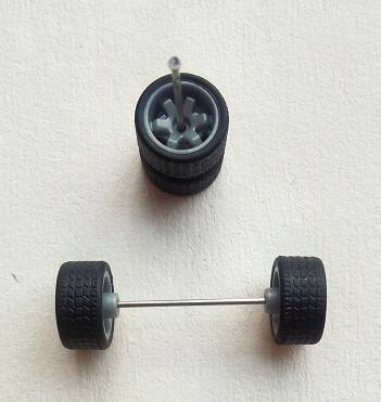 4PCS 1/64 Scale Alloy Car Model 5.2mm/11mm Size Rubber Tires + Wheels + Axles for Modified 1:64 Matchbox/Domeka/HW Model Cars