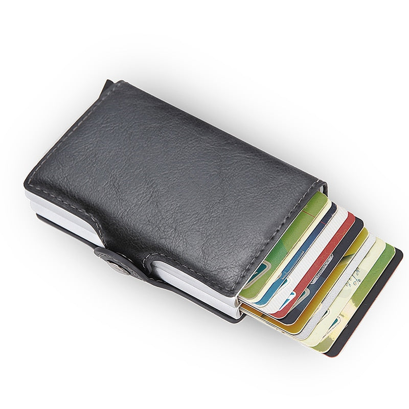 Top Quality Rfid Wallet Men Money Bag Mini Purse Male Aluminium Card Wallet Small Clutch Leather Wallet Thin Purse Carteras 2022