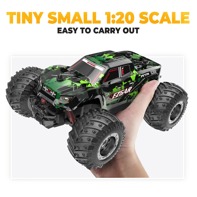 BEZGAR TM201 Remote Control Car,2.4GHz Rc Car All-Terrain 15Km/h 1:20 Off-Road Monster Truck Toy Christmas Present for Children
