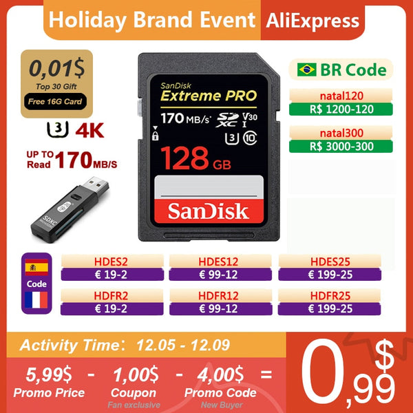 SanDisk Extreme Pro/Ultra SD Card 64GB SDXC SD 128GB 32GB Class10 Flash Memory Card 256GB 512GB 1TB SD Cards 4K SDHC For Camera