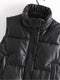 TRAF Women 2021 Fashion Leather Cotton Pocket Padded Waistcoat Vintage Sleeveless Female Outerwear Streetwear