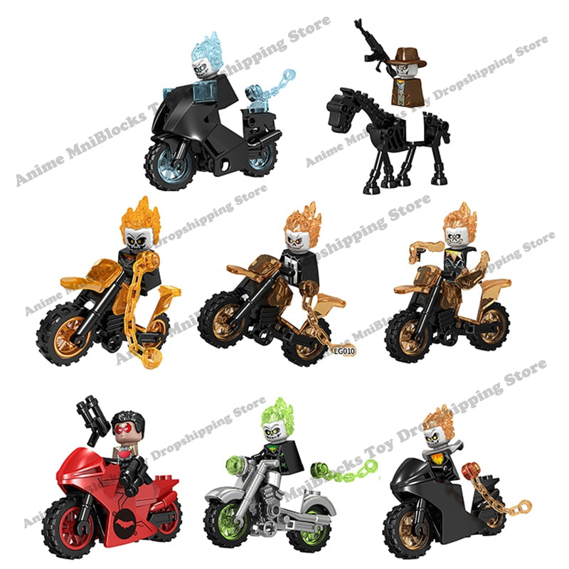 LG1002 Disney Building Blocks Luminous With Motorcycle Plastic mini action toy Figures Children Toys birthday gifts