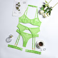 Yimunancy 4-Piece Lace Bra Set Women Mesh Panty Underwear Set 8 Colors Transparent Sexy Lingerie Set