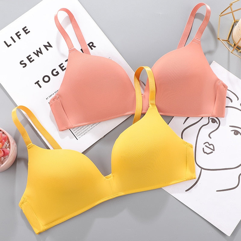 Sexy No Wire Push Up Underwear Women Seamless Bra Girls Students Breathable Thin Bras Female&