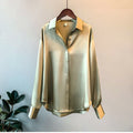Satin Shirt Womens Clothing Silk Shirts  Vintage Blouse Office Lady Sheer Top Longsleeve Dress Shirt Ladies Overshirt
