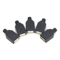 10pcs Type A Male Female USB 4 Pin Plug Socket Connector With Black Plastic Cover Type-A DIY Kits
