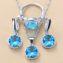 2022 Sell Well Wedding 925 Mark Jewelry Sets Black Zircon Dangle Earrings And Necklace Ring 3 Piece Set women Trendy Costume