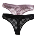 2PCS/Set Lace Sexy G-String Thongs Transparent Women&#39;s panties Low-Waist Female Underpants Mesh Perspective Briefs Lingerie M-XL