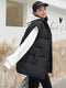 Women Thick Down Cotton Vest Winter Autumn Solid Puffer Waistcoat for Female Stand Collar Loose Sleeveless Vest Jacket Coat