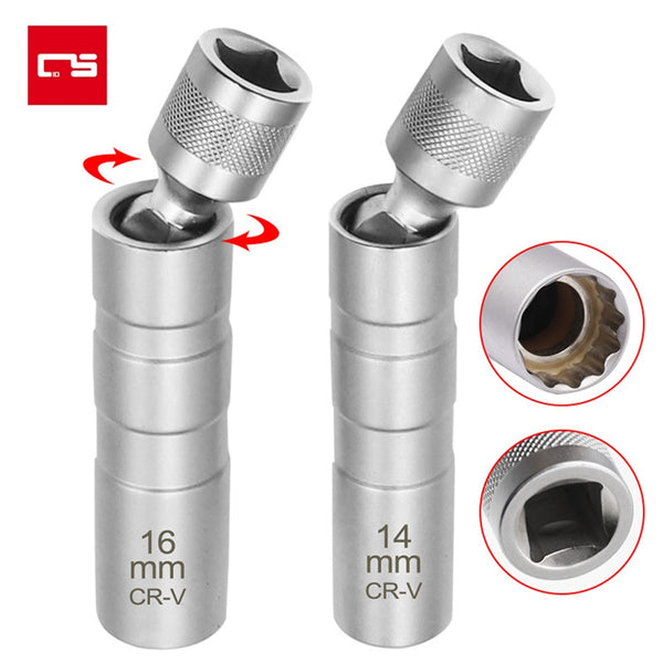 Socket Wrench Magnetic 12 Angle Repairing Removal Tool Thin Wall 3/8&quot; Drive Sockets for 14/16mm Spark Plug