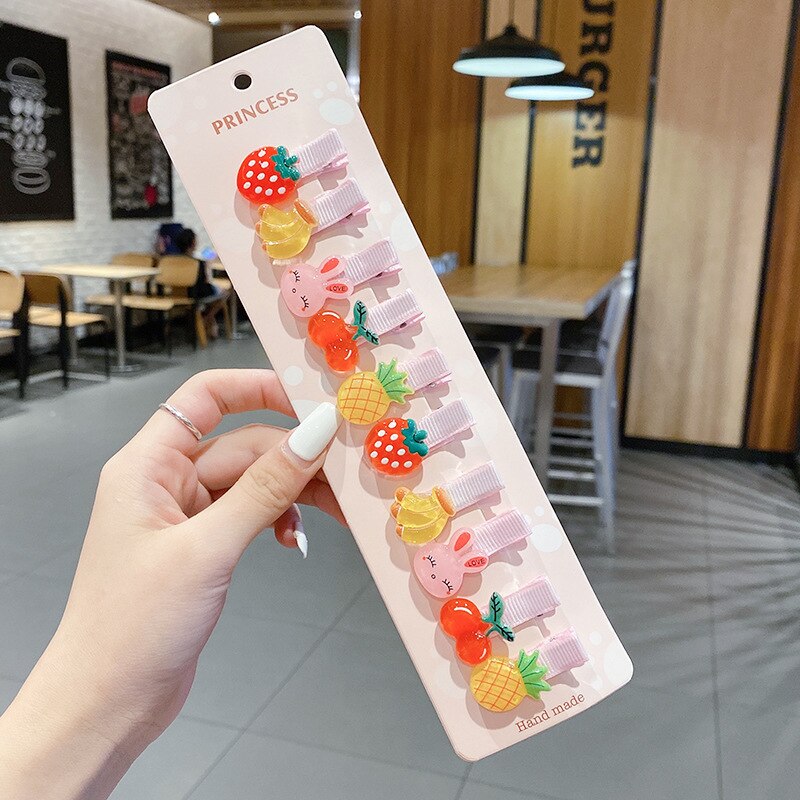 Children Hairpin Fruit Hair Clips Baby Side Bangs Clip for Kawaii Girls Headdress Hair Accessories Baby Bows 10 PCS 2021 New