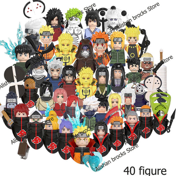 Naruto Sasuke Kakashi Akatsuki bricks Building Blocks Anime cartoon Mini Action Figures Heads Assembly Toys kids Christma Gifts