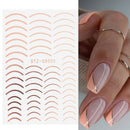 3D Lines Nail Stickers DIY Rose Gold Metal Stripe Lines Letters Decals Curve Nail Art Sliders Self Adhesive Decorations Manicure