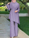 Women Autumn Blouses ZANZEA Fashion Muslim Sets Long Sleeve Turkish Blouses Pants Abaya Solid Islamic Clothing 2PCS Oversized