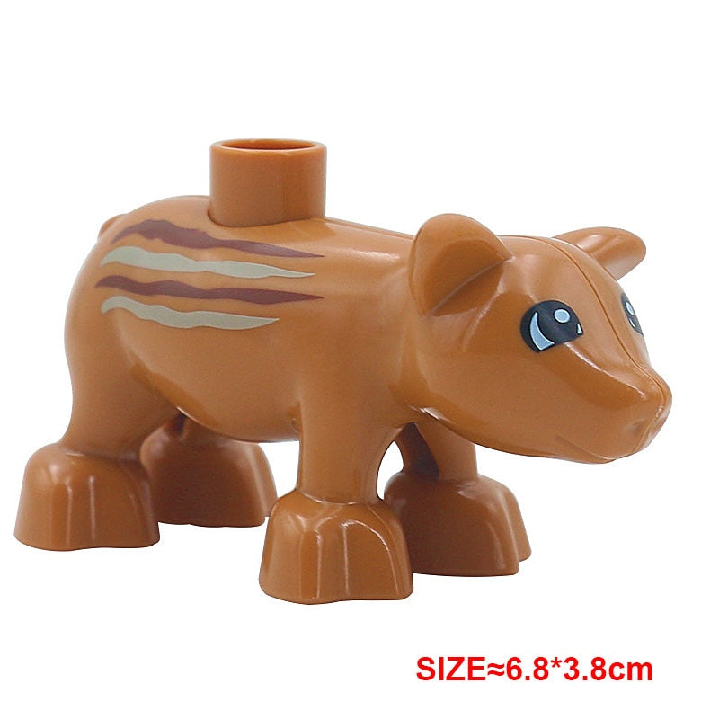 Big Building Block Accessories Chicken Duck Dog Cat Bird Cattle Sheep Zebra Rhinoceros Insect Zoo Series DIY Duploes Toy Gift