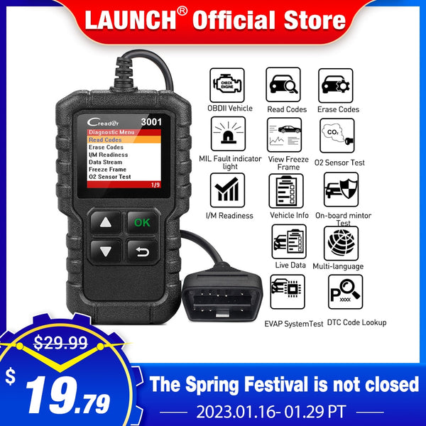 LAUNCH X431 CR3001 Car Full OBD2 Diagnostic Tools Automotive Professional Code Reader Scanner Check Engine Free Update pk ELM327