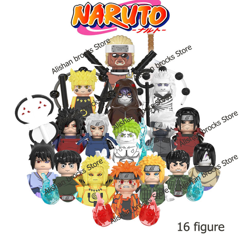 Naruto Sasuke Kakashi Akatsuki bricks Building Blocks Anime cartoon Mini Action Figures Heads Assembly Toys kids Christma Gifts
