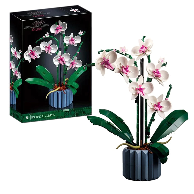 Moc Bouquet Orchid block flower Succulents Potted Building Blocks FIT for 10311  Romantic Kit Assembly Building Toy girl gift