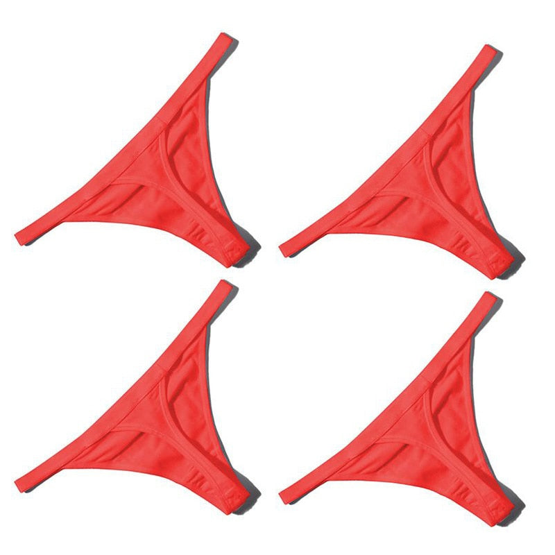 4 Pcs Sexy Women Cotton G String Thongs Low Waist Seamless Female Underpants Comfortable Ladies Underwear Lingerie