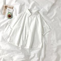 DAYIFUN White Shirts Women with Tie Japanese Style Preppy Students BF Oversized Blouse Simple Solid Loose Summer Top  L3204