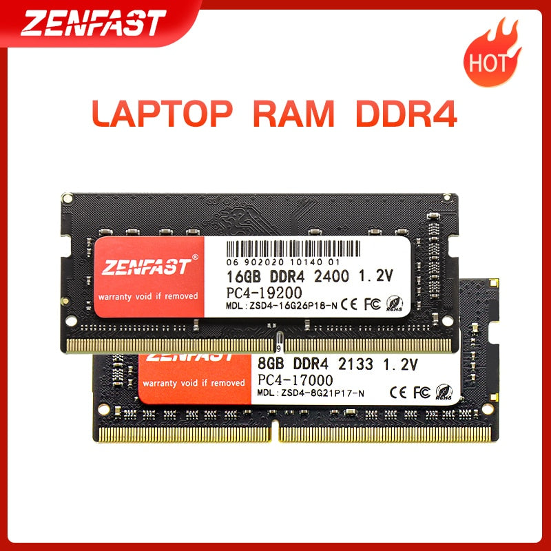 ZENFAST Memoria Ram DDR3 DDR4 8GB 4GB 16GB 32GB 1333 1600 2133 2400 2666 3200MHz Sodimm Notebook Laptop Memory