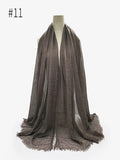 Pleated Plain Hijab Scarf Muslim Women Cotton Crinkle Headband Veil Scarves 2021 Fashion Islamic Headscarf Head Wraps Turban