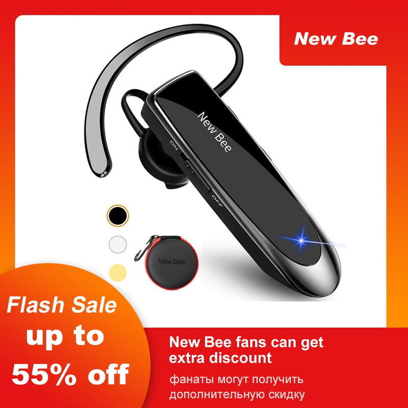 New Bee Bluetooth 5.0 Wireless Headphones Headset Earbuds Earphones with Mic 24Hrs Mini Handsfree Earpiece for iPhone xiaomi