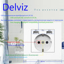 Delviz Wall USB Power Socket, Many New style Panel, Bedroom socket,AC 110V-250V 16A Wall Embedded, Double usb EU Standard Outlet