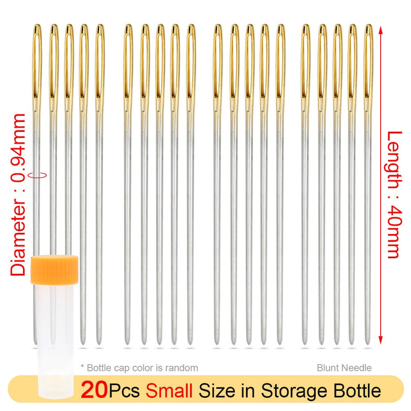 Leather Crafts Sewing Needle,Round Head Blunt Pint,Pointed Prism Sharp Tool for Embroidery Stitching Gold Tail Big Eye Needles