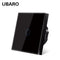 UBARO Eu AC100-240V Tempered Black White Crystal Glass Touch Switch Panel Wall Light Sensor Button 1/2/3 Gang 10A Interruptor
