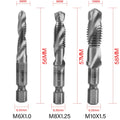 1/6Pcs Tap Drill Bit Set Hex Shank Titanium Plated HSS Screw Thread Bit Screw Machine Compound Tap M3 M4 M5 M6 M8 M10 Hand Tools