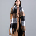 2022 New Women Plaid Scarf Winter Pashmina Shawls Cashmere Thick Wraps Lady Tassel Warm Scarves Rainbow Hairy Bufanda