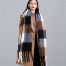2022 New Women Plaid Scarf Winter Pashmina Shawls Cashmere Thick Wraps Lady Tassel Warm Scarves Rainbow Hairy Bufanda