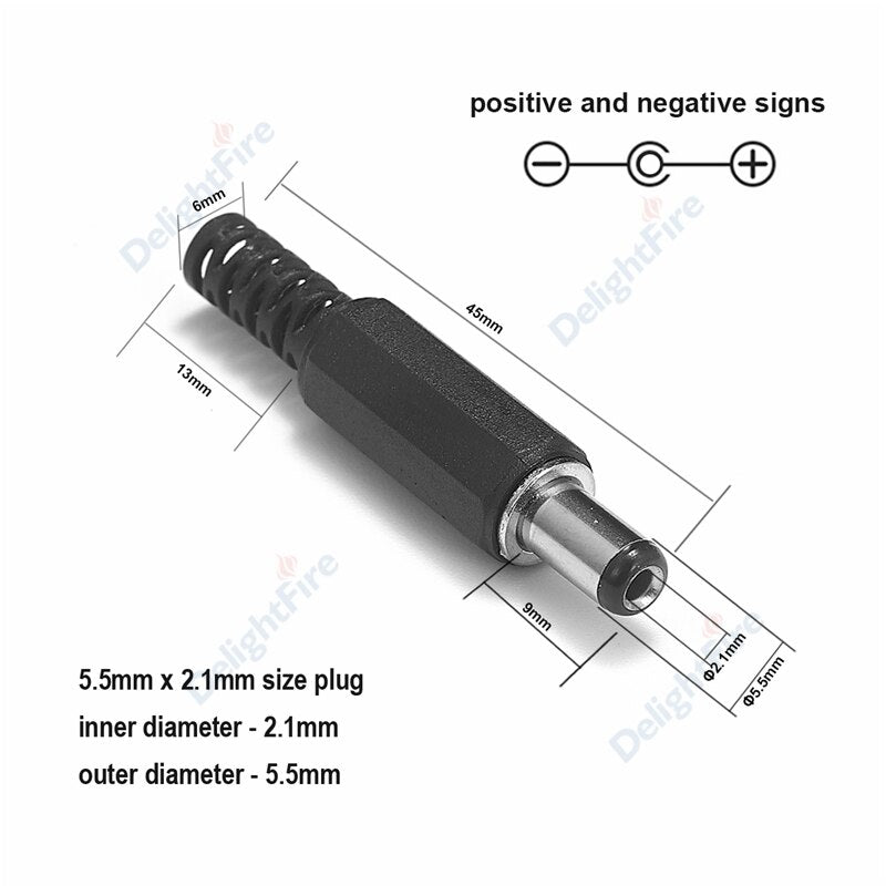 12V 3A 5.5mm 2.1mm Plug Socket DC Connectors DC Power Socket Male Female Jack Screw Nut Panel Mount DC Power Adapter Connector