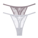 2PCS/Set Mesh Transparent Thong Women Panties Underwear Women Seamless G-String Female Underpants Intimates Lingerie S-XL