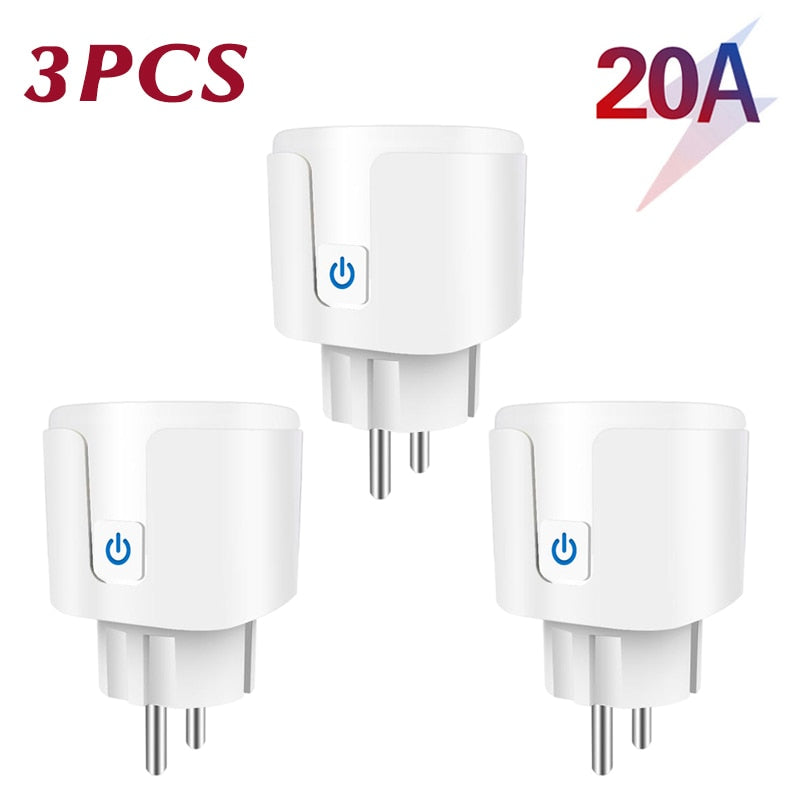Aubess Smart Socket EU 16A/20A AC100-240V Wifi Smart Plug Power Outlet, Alexa Google Home Voice Control, For Tuya Smart Life APP
