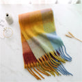 2022 New Women Plaid Scarf Winter Pashmina Shawls Cashmere Thick Wraps Lady Tassel Warm Scarves Rainbow Hairy Bufanda